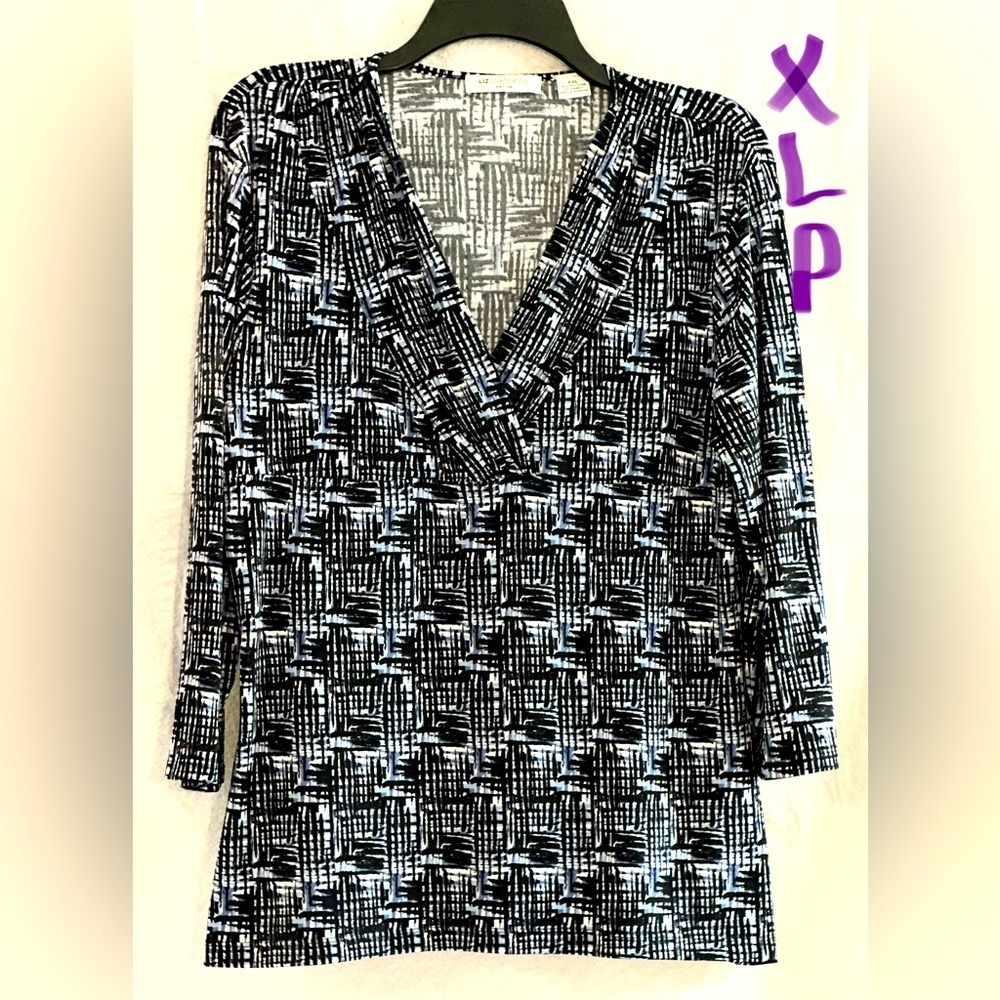 LADIES BLUE, BLACK & WHITE TOP